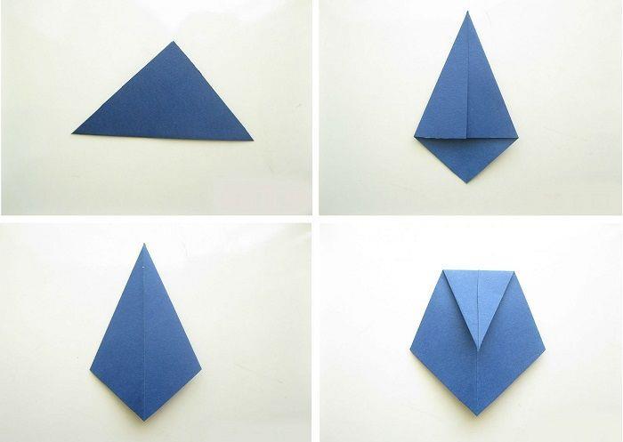 Квадрат в два треугольника, сгибая пополам