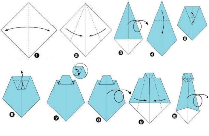 Галстук оригами (схема)