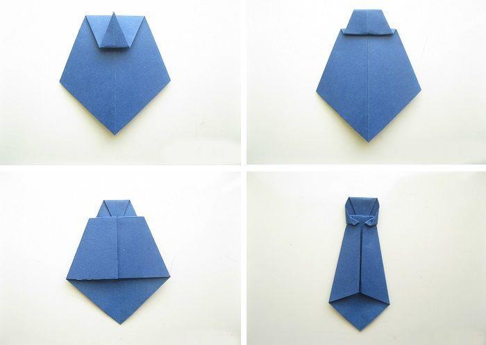 Складывание галстука оригами поэтапно